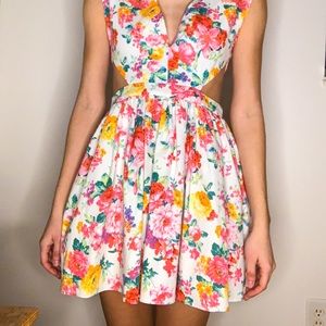 Floral Cut Out Mini Dress.